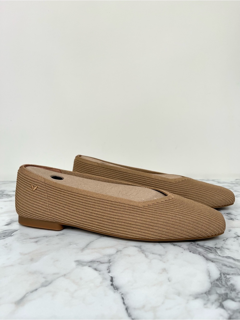 Vivaia Square-Toe V-Cut Margot 2.0 Slip On Ballet Flats Tan Size 43 U.S 11 - Picture 2 of 15